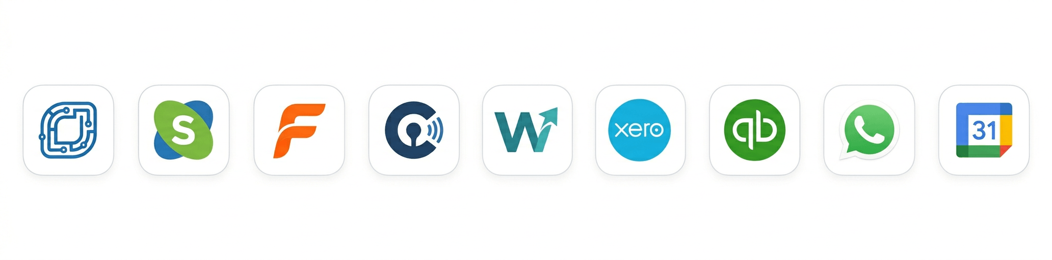 Jobber, ServiceM8, Fergus, Commusoft, Workever, Xero, QuickBooks, WhatsApp and Google Calendar integrations for Irish trades businesses